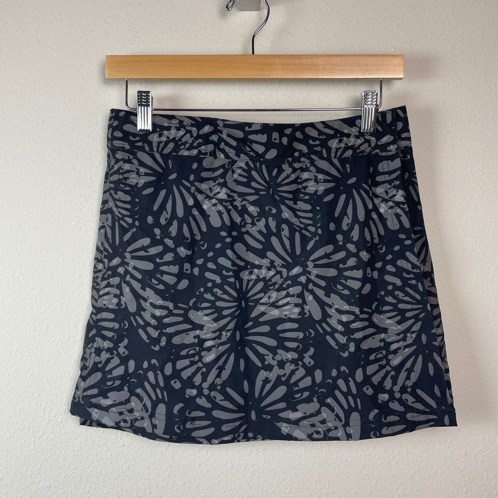 RipSkirt Hawaii Womens S Black Grey Abstract Floral Wrap Skirt Beach Resort